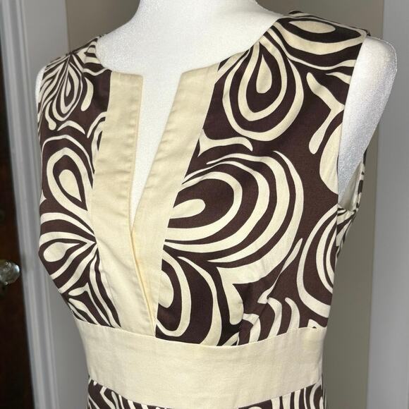 J. McLaughlin Sleeveless Sheath Dress Women's 4 | Brown & Cream | EUC - Picture 2 of 13
